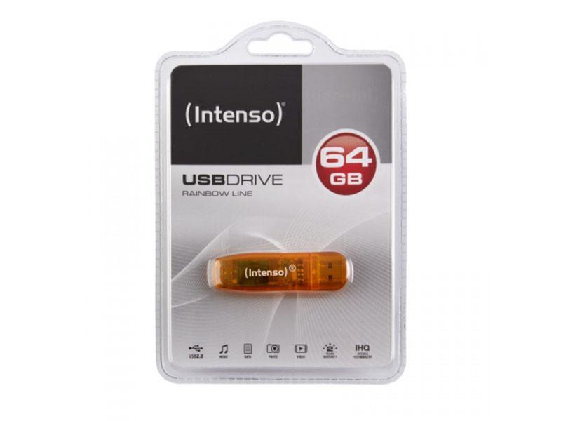 Intenso Rainbow Line unitÃ  flash USB 64 GB USB tipo A 2.0 Arancione (64GB Intenso Rainbow Line USB 2.0 Flash Drive Orange)