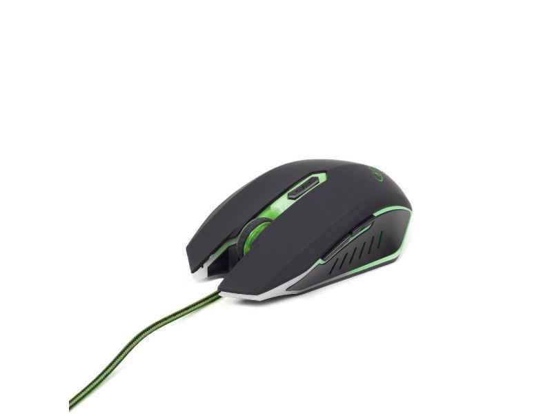 Gembird Mouse USB 2400 DPI Ambidestro Nero Verde MUSG-001-G