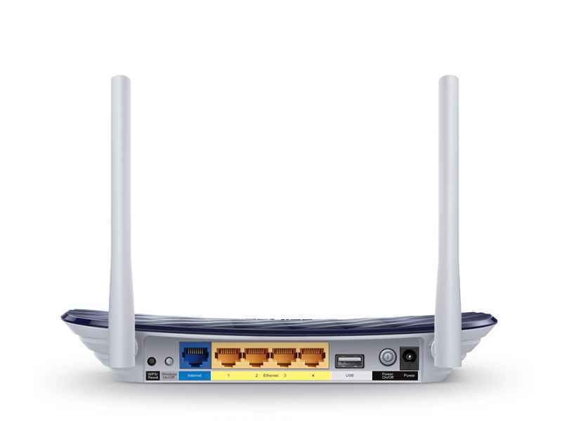 ROUTER TP-LINK AC750 Archer C20 V4 WIRELESS Dual Band 433Mbps a 5GHz 300Mbps a 2.4GHz 1 10/100M WAN 4 10/100M LAN 3 Antenne