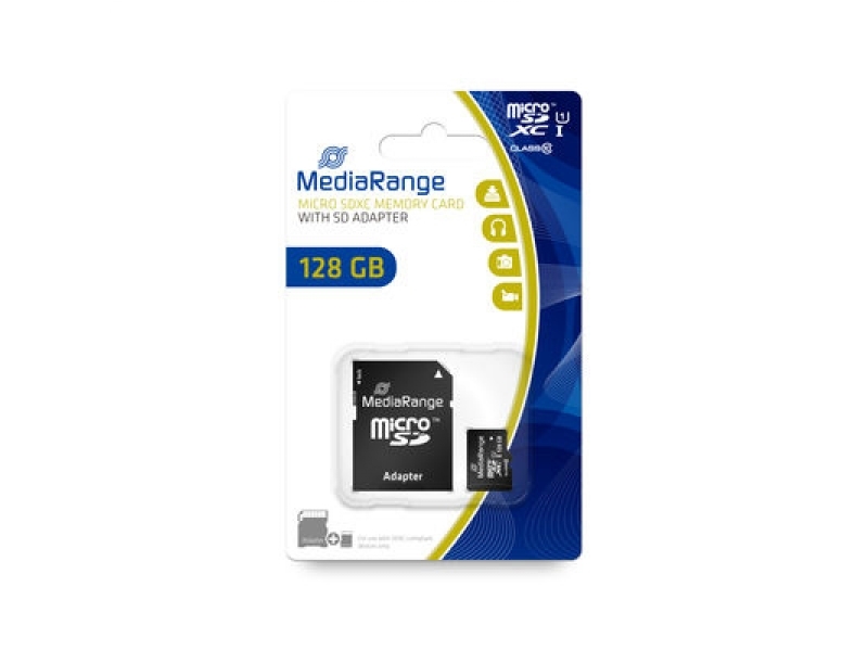 Scheda MediaRange MicroSD/SDXC 128GB UHS-1 Cl.10 con adattatore MR945