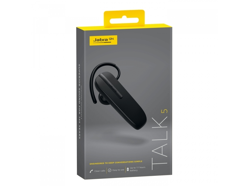 Jabra Talk 5 Auricolare Wireless A clip, In-ear Musica e Chiamate Bluetooth Nero (TALK 5 [BLACK] - Talk 5, Headset, In-ear, - B