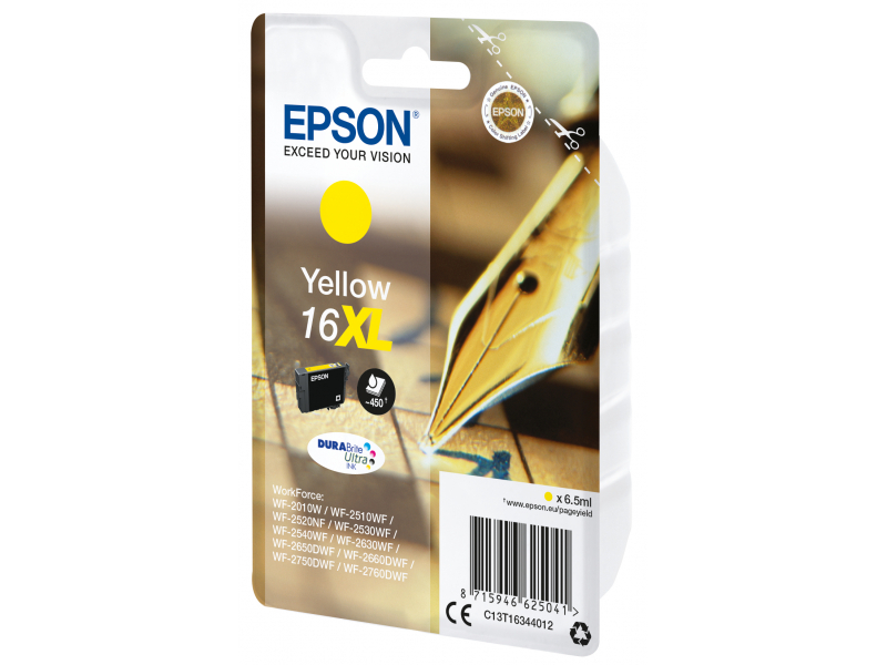 EPSON CART INK XL GIALLO PER WF-2510WF, WF-2520NF, WF-2530WF WF-2540WF SERIE 16XL PENNA E CRUCIVERBA