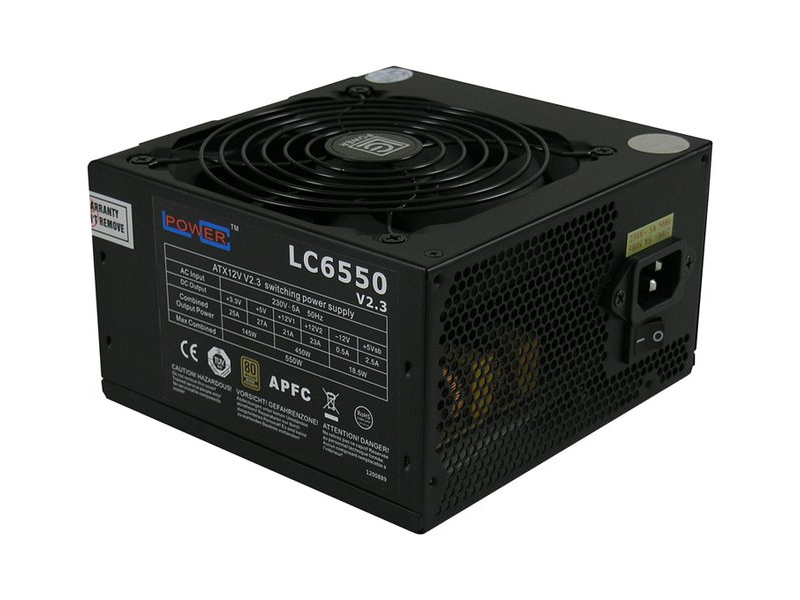 LC-Power LC6550 V2.3 alimentatore per computer 550 W 20+4 pin ATX ATX Nero (Netzteil ATX LC-Power 550W/120mm 80+ 4+4-pin 12V, 6