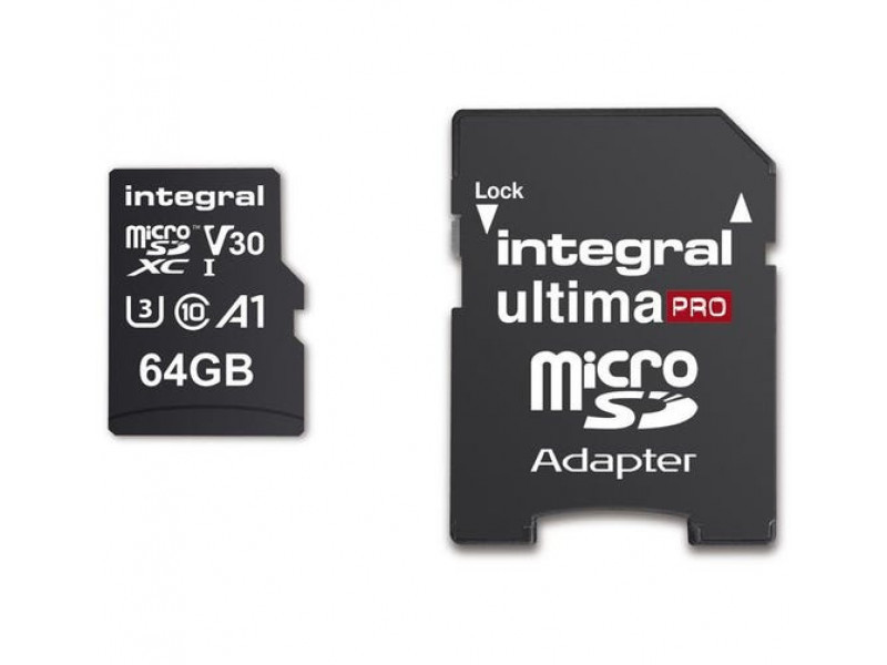 Integral INMSDX64G-100/70V30 memoria flash 64 GB MicroSD UHS-I (Integral 64GB 100/70MB Class 10 V30 Uhs-I U3 Microsd Card)