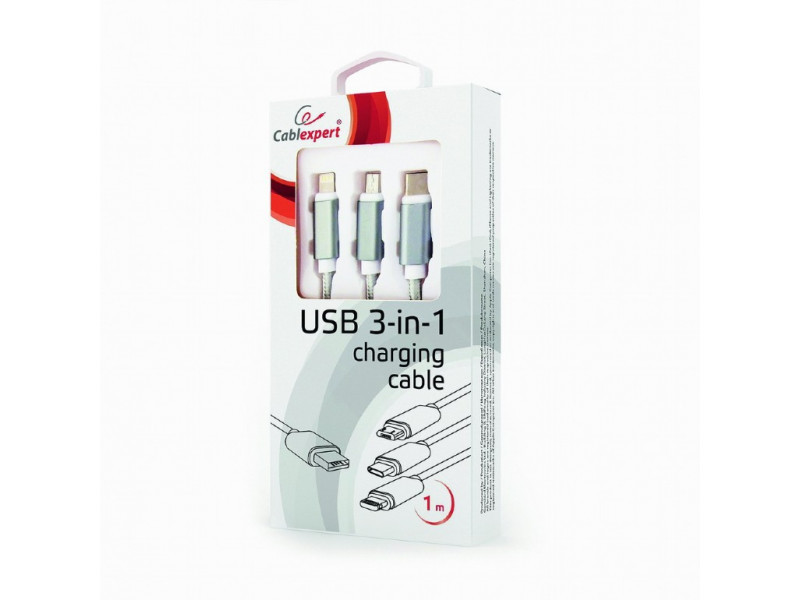 Cavo di ricarica USB 3 in 1 CableXpert 1 m CC-USB2-AM31-1M-S