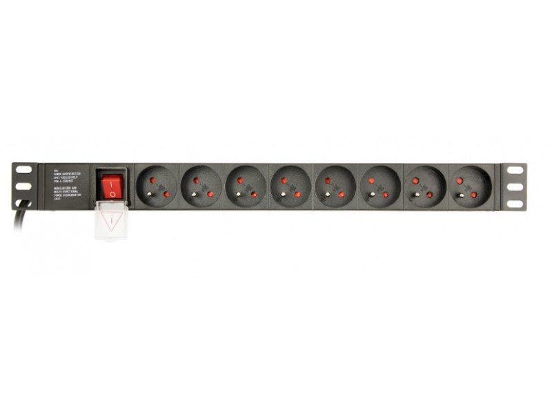 EnerGenie (PDU) 8 connessioni francesi 1U 16A, connettore C14 3m EG-PDU-014-FC14