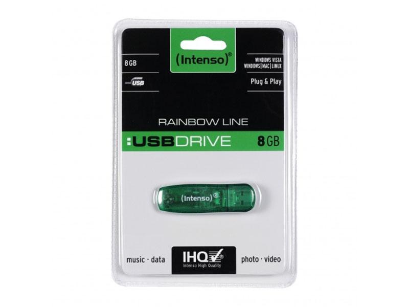 Intenso Rainbow Line unitÃ  flash USB 8 GB USB tipo A 2.0 Verde (8GB Intenso Rainbow Line USB 2.0 Flash Drive Green)