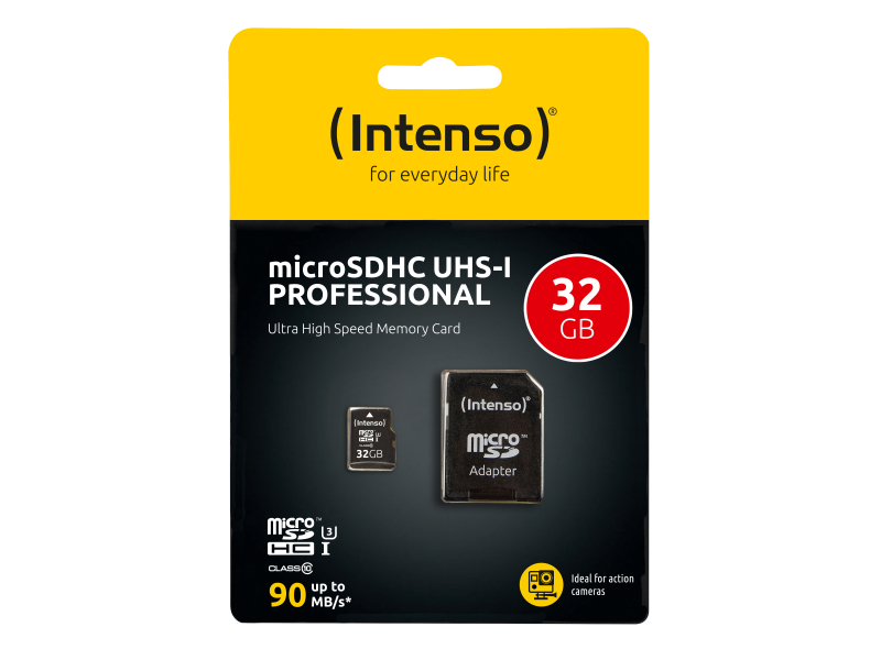 Intenso 3433480 memoria flash 32 GB MicroSDHC UHS-I Classe 10 (32GB Intenso U3 Pro MicroSD Card)