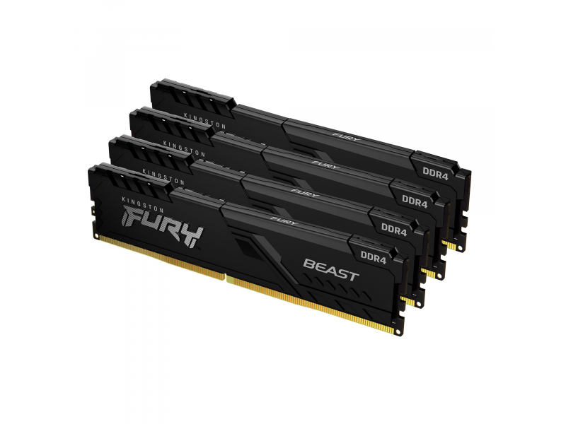 Kingston Technology FURY Beast 128GB 3200MT/s DDR4 CL16 DIMM [Kit da 4] Black (128GB DDR4-3200MHZ CL16 DIMM - [KIT OF 4] FURY B