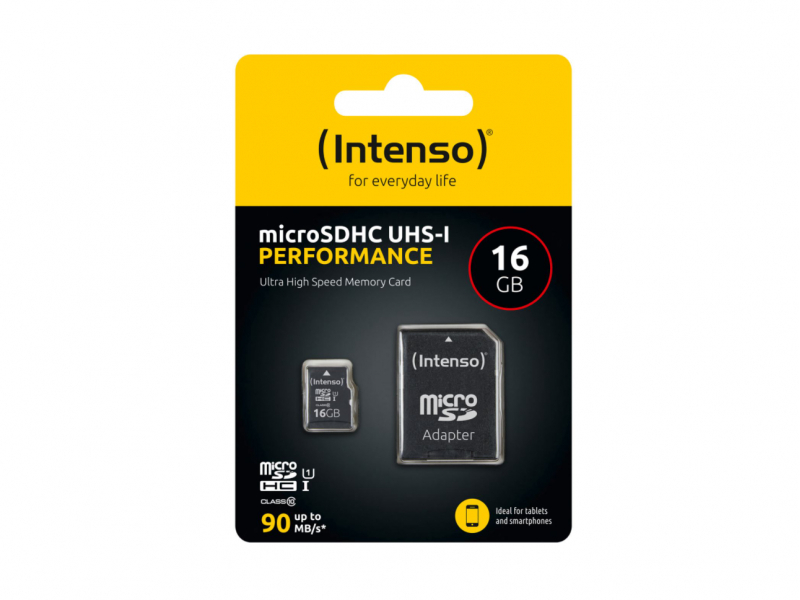 Scheda di memoria intenso per le prestazioni-flash 16GB (MicroSDHC incl. Adattatore SD-UHS-1)