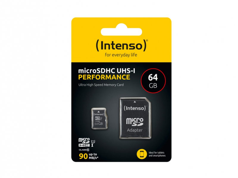 Scheda di memoria intensiva per le prestazioni-flash 64 GB (MicroSDXC incl. Adapter-UHS-1)