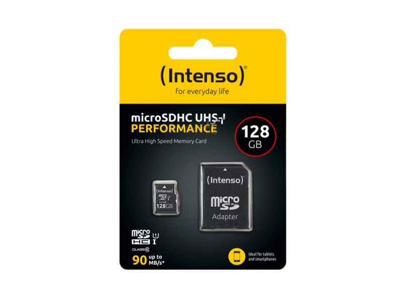 Scheda di memoria intenso per le prestazioni-flash 128GB (MicroSDXC incl. Adattatore SD-UHS-1)