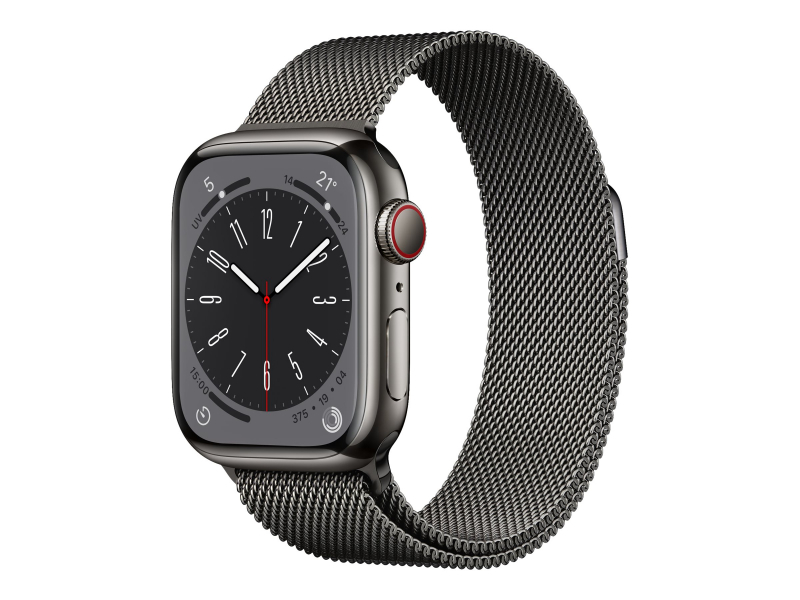 Apple Watch Series 8 (GPS + Cellular) 41mm in acciaio inossidabile Grafite, grafite di bracciale milanaise