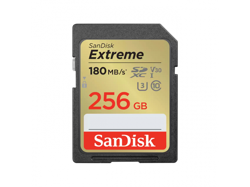 SanDisk Extreme 256 GB SDXC UHS-I Classe 10 (EXTREME 256GB SDXC MEMORY CARD - 180MB/S 130MB/S UHS-I CLASS10 U3)