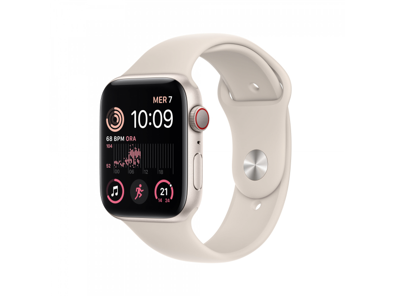 Apple Watch SE (GPS + Cellular) 44 mm Gancio in alluminio Polare Star, Sports Band Polarstern