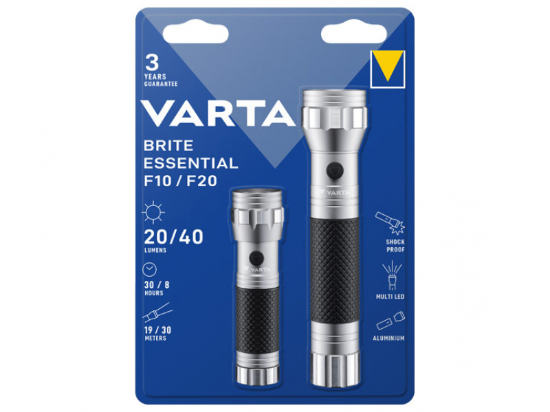 VARTA LED Flashlight Briton Essential Twinpack - 15608 15618