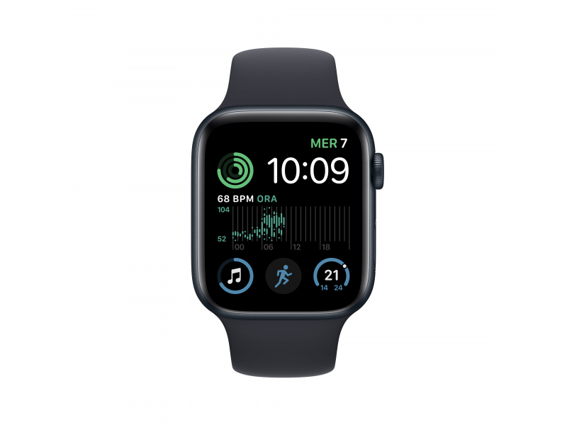 Apple Watch SE (GPS + Cellular) 44 mm Hook in alluminio Midnight, Sports Band Midnight