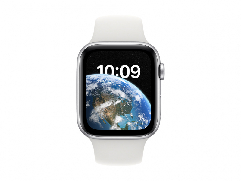 Apple Watch SE (GPS + Cellular) 44mm Aluminio Silver, Banda sportiva Bianco