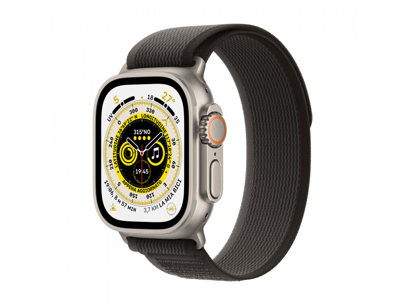 Apple Watch Ultra (GPS + Cellular) 49mm Titanium Geuse, Trail Loop Grey / Black (Grio S / M)