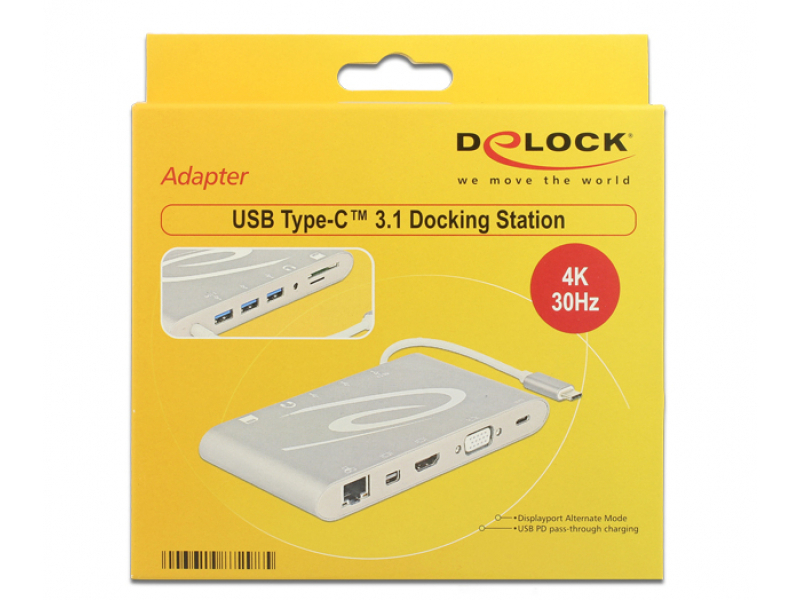 DeLOCK 87298 replicatore di porte e docking station per notebook USB 3.2 Gen 1 3.1 Gen 1 Type-C Argento (DeLOCK USB Type-C 3.1