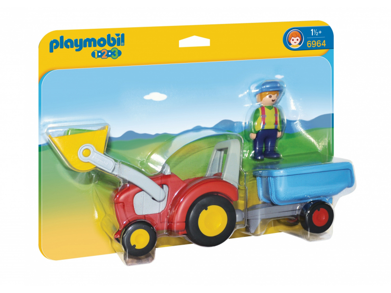 Playmobil 1.2.3 - Trattore con rimorchio (6964)