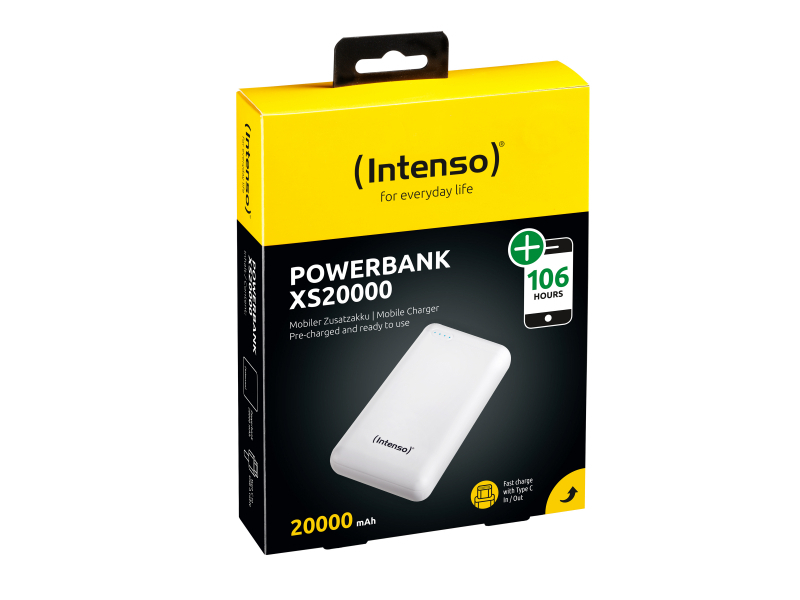 Intego PowerBank XS20000-Weã (20.000 MAH, 2,1 A-1X USB-A, 1x MicrousB-B, incluso cavo di ricarica USB-A a USB-C)