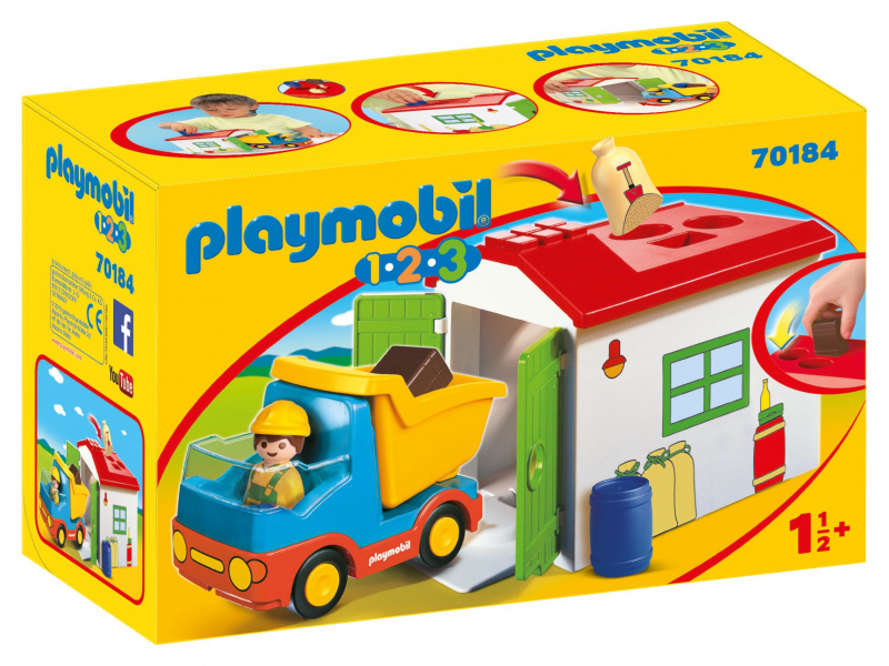 Playmobil 1.2.3 - Camion con garage di smistamento (70184)