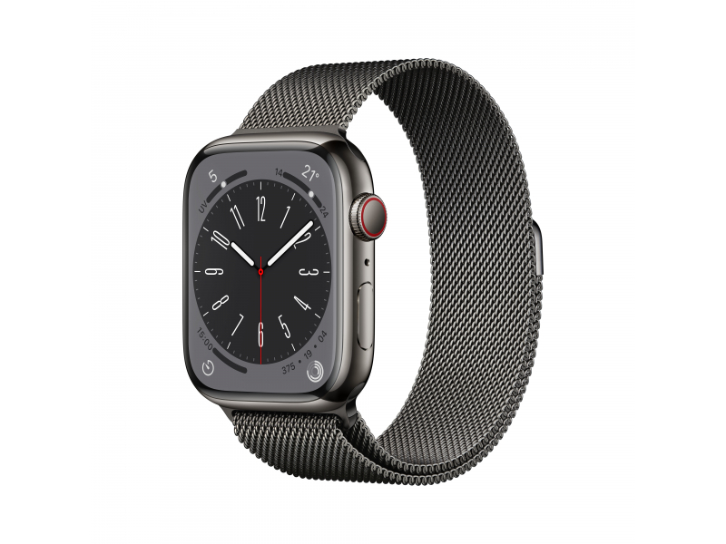 Apple Watch Series 8 (GPS + Cellular) 45mm in acciaio inossidabile Grafite, milanaise Bracciale Grafite