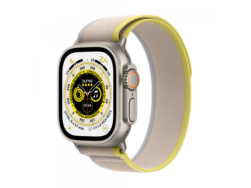 Apple Watch Ultra (GPS + Cellular) 49mm Titanium Geuse, Trail Loop Yellow / Beige