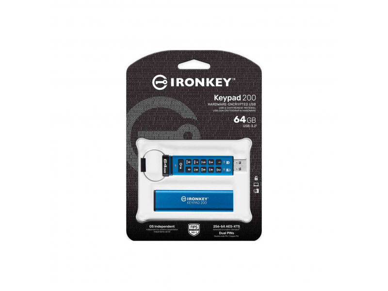 Kingston Technology IronKey Keypad 200 da 64 GB FIPS 140-3 livello 3 in fase di approvazione crittografata AES-256 (64GB IRONKE