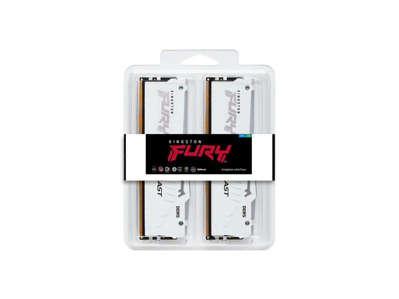 Kingston Technology FURY Beast 32 GB 5600 MT/s DDR5 CL36 DIMM [Kit da 2 moduli] White RGB EXPO (Kingston FURY Beast White RGB K