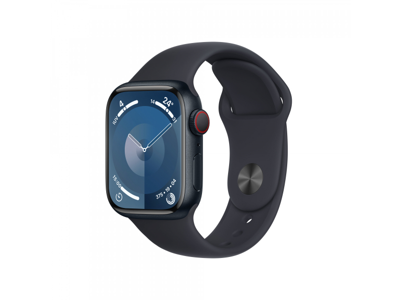 Apple Watch Series 9 (GPS Cellular) cassa in alluminio da 41 mm mezzanotte, cinturino Sport mezzanotte, S/M