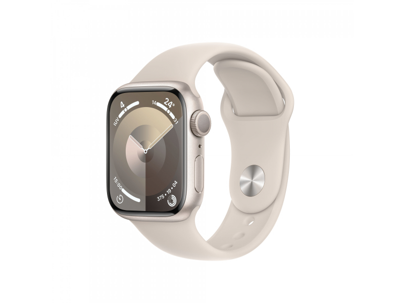 Apple Watch Series 9 (GPS) cassa in alluminio da 41 mm polarstern, cinturino sportivo polarstern, L/M