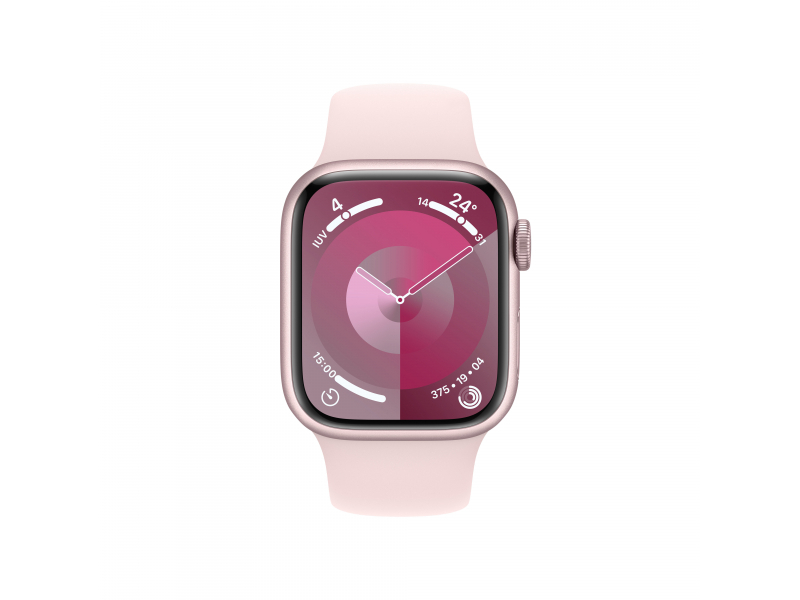 Apple Watch Series 9 (GPS) cassa in alluminio da 41 mm rosa, cinturino sportivo rosa, M/L