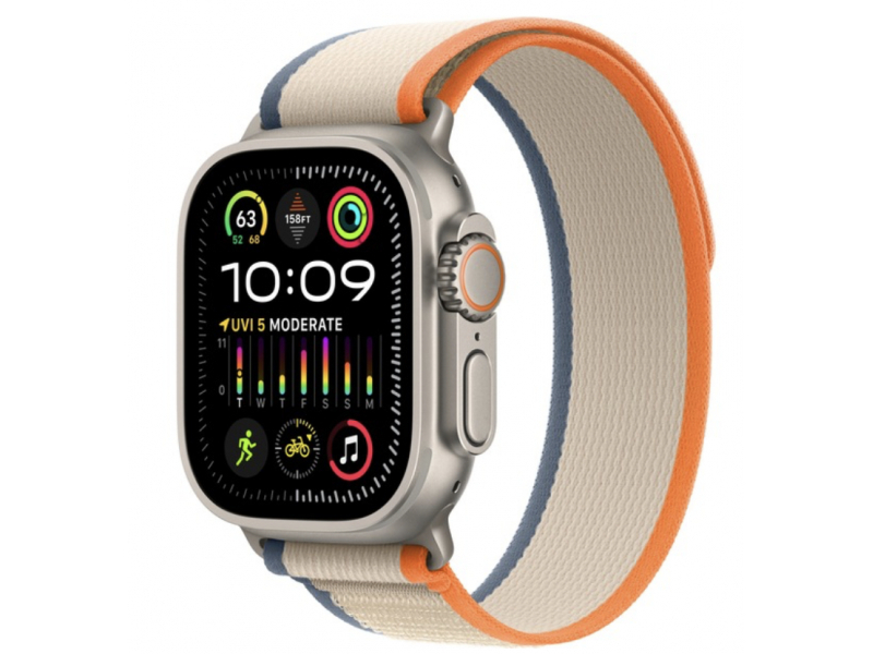 Apple Watch Ultra 2 (GPS Cellular) cassa in titanio da 49 mm, Trail Loop arancione/beige, S/M