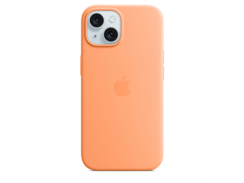 Apple Custodia MagSafe in silicone per iPhone 15 - Aranciata (IPHONE 15 SILICONE CASE MAGSAFE - ORANGE SORBET)