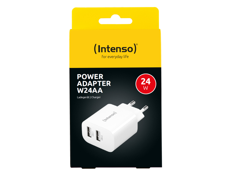 Alimentatore Intenso W24AA 2x USB-A 24W Bianco 7802412