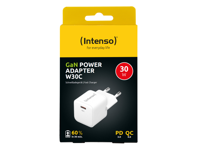 Adattatore di alimentazione Intenso W30C GaN 1x USB-C 30W Bianco 7803022