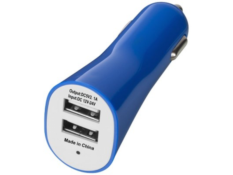 Adattatore per auto 12V 2x porte USB 2.1A (blu)