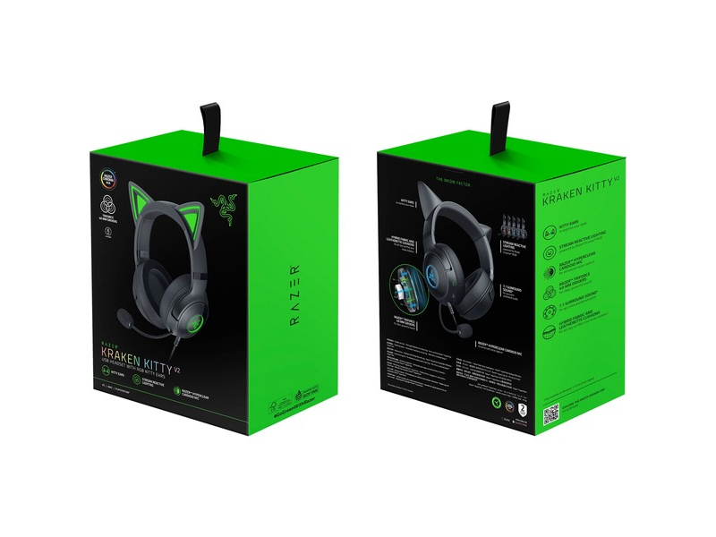 Razer Kraken Kitty V2 Auricolare Cablato A Padiglione Gaming USB tipo A Nero (RAZER KRAKEN KITTY V2 HEADSET BLACK)