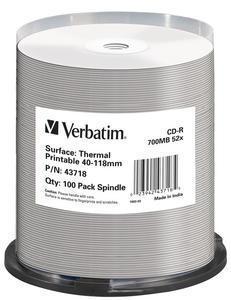 Verbatim CD-R Thermal Printable No ID Brand 700 MB 100 pz