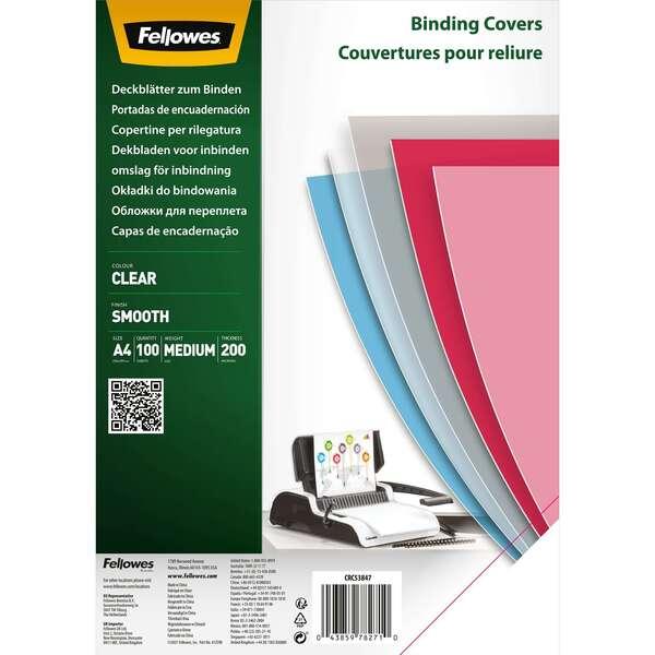 Fellowes CLEAR BINDING COVER 200MIC A4 X 100PK