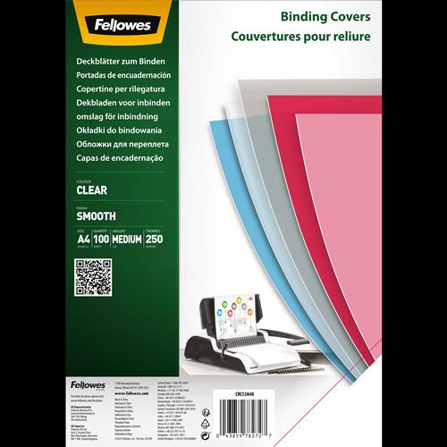 Fellowes Clear PET Binding Cover 250 micron A4 [Pack 100] 5384801