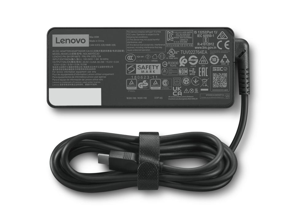 Lenovo GX20P92521 adattatore e invertitore Interno 65 W Nero (AC Adapter 65W USB Type-C includes power cable)