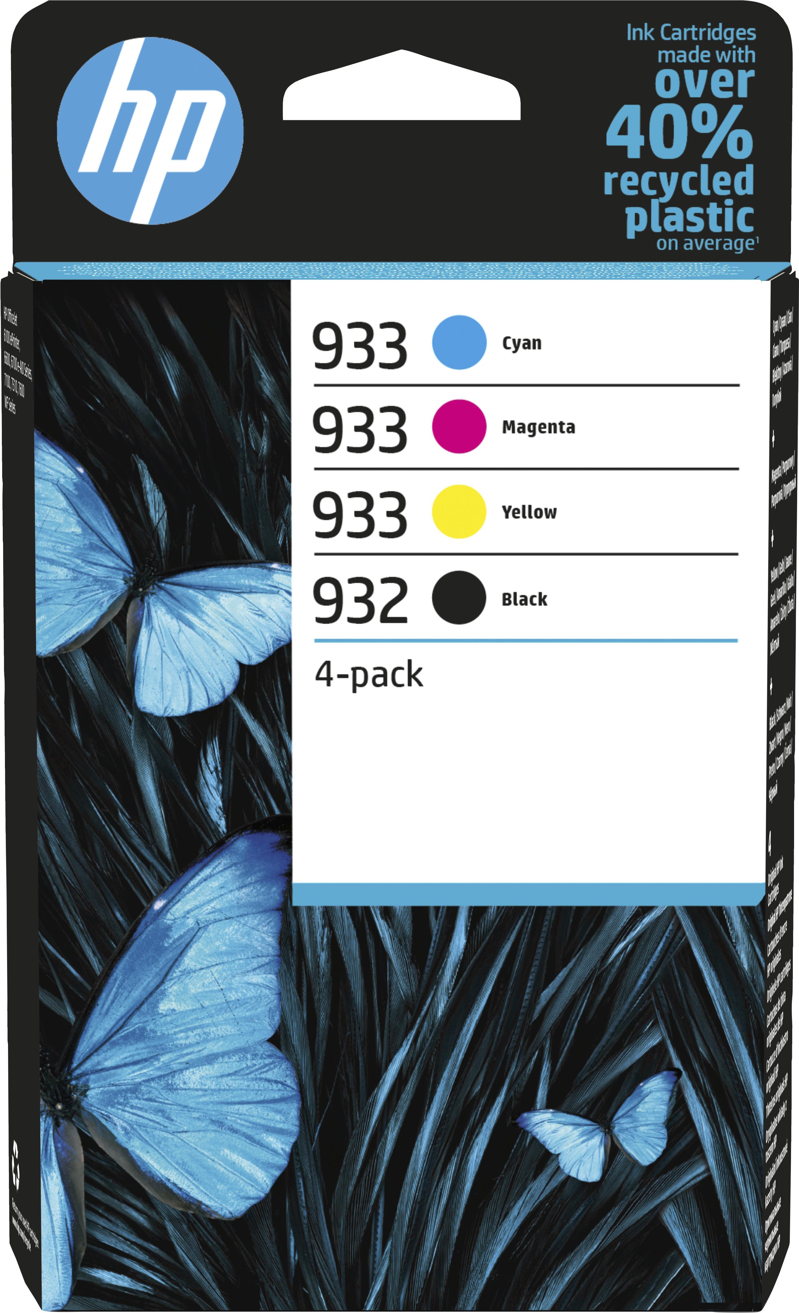 HP 933 CMY/932 Black Ink Crtg Combo 4-Pk