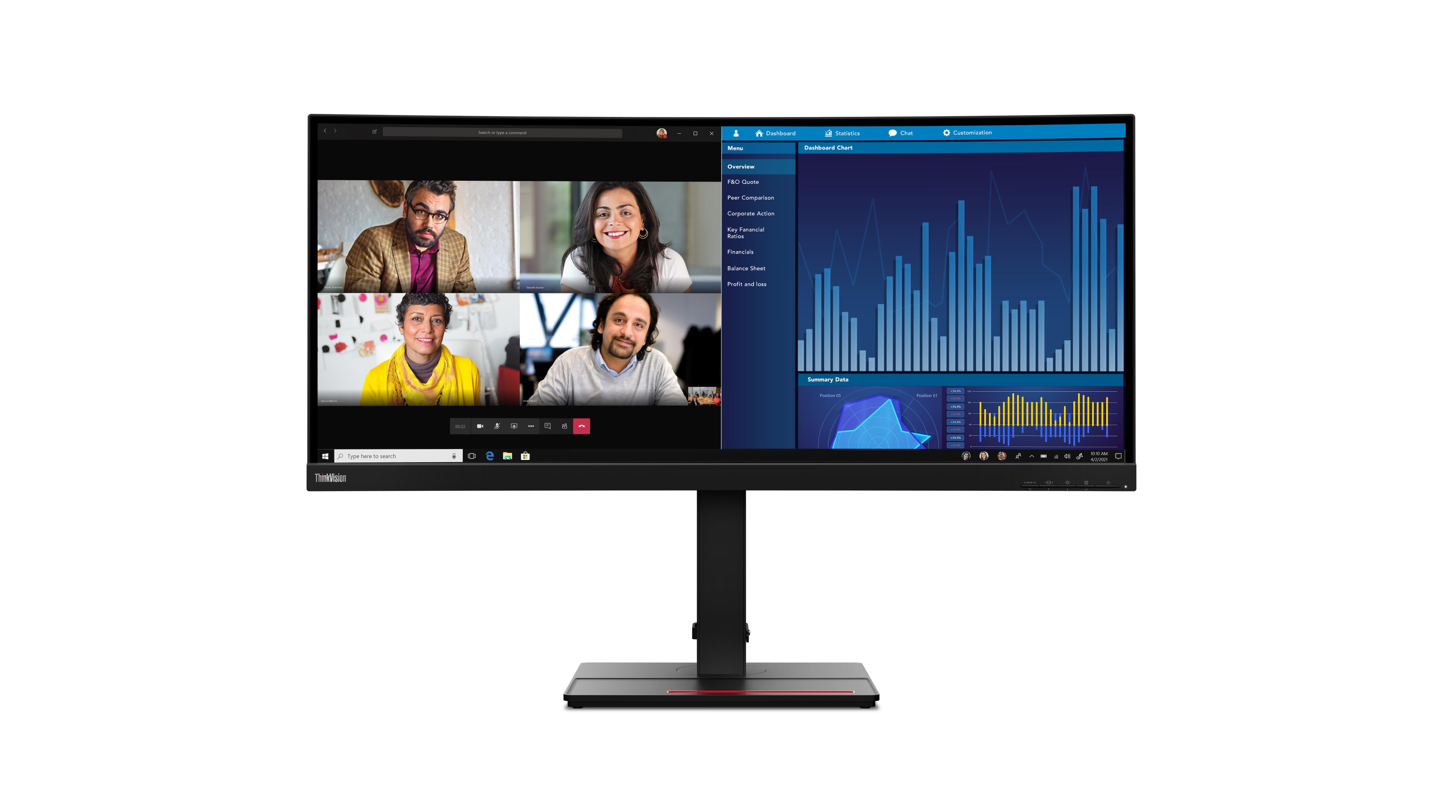 Lenovo ThinkVision P34w-20 86,7 cm (34.1") 3440 x 1440 Pixel Quad HD LED Nero