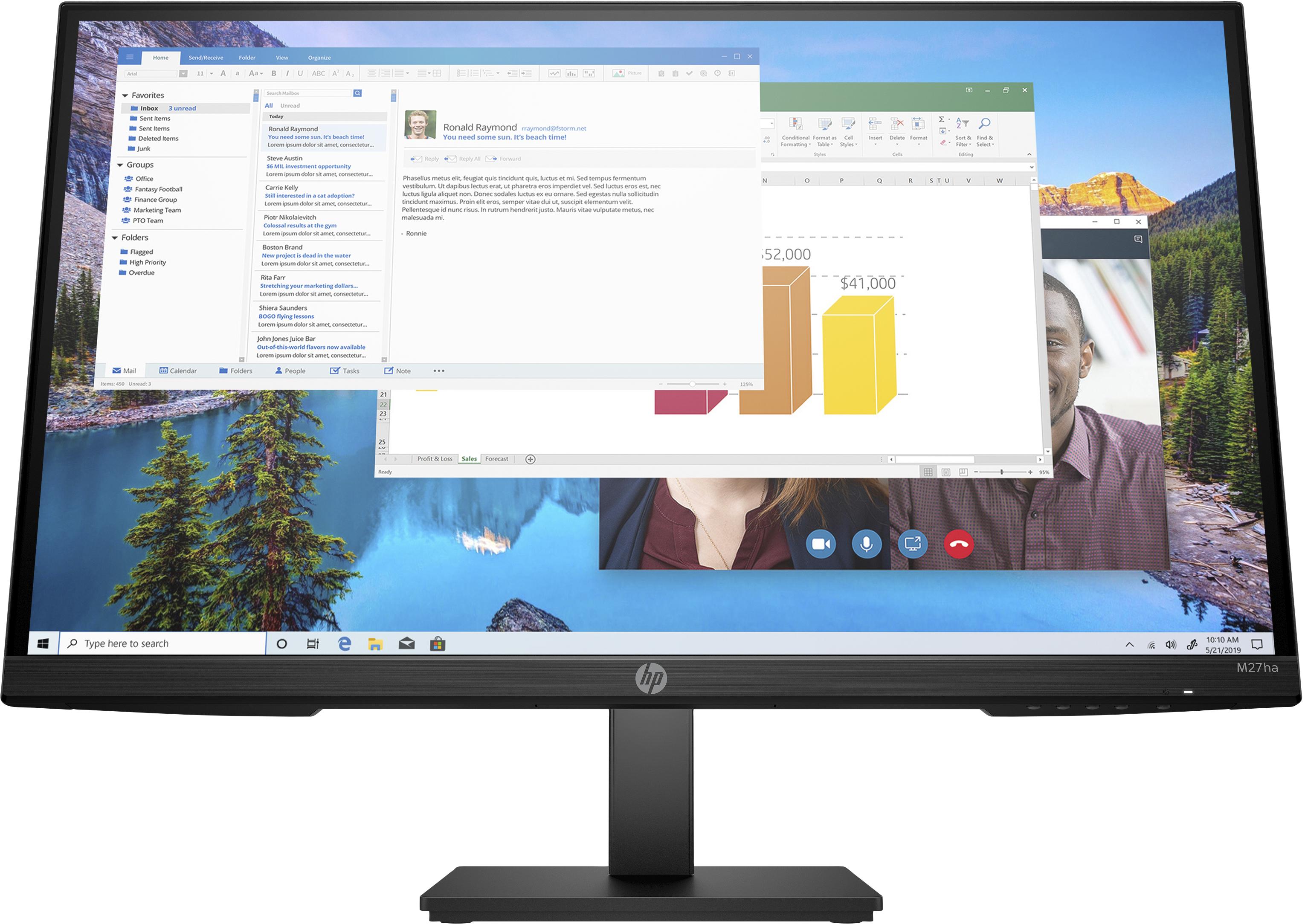 HP M27HA Monitor 68,6 cm (27 pollici) (Full HD, IPS, 5MS, HDMI, Displayport, VGA, Pivot, 60Hz)