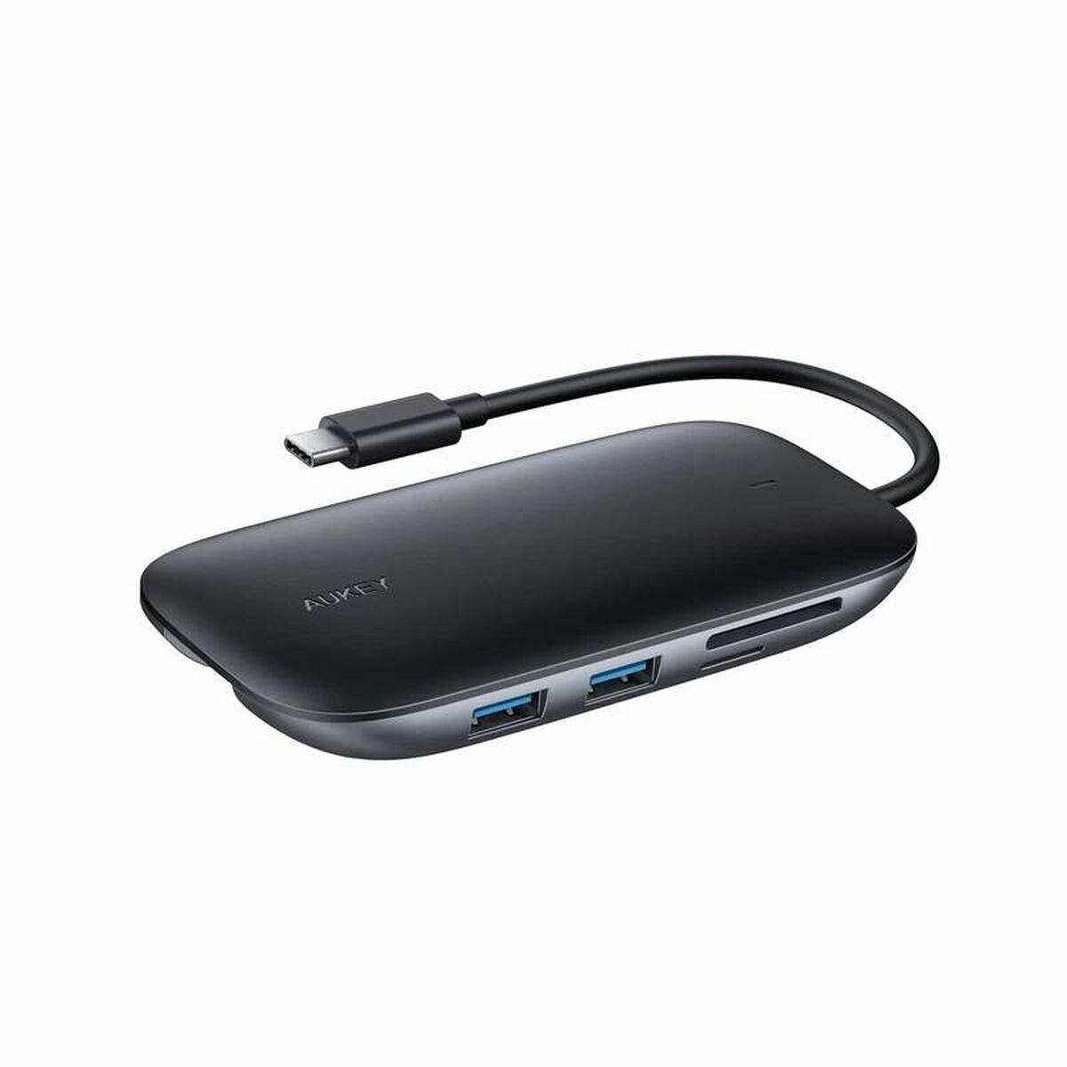 AUKEY CB-C71 hub di interfaccia 5000 Mbit/s Nero (AUKEY 8-in-1 USB-C Hub, 3xUSB-A 3.0, HDMI 4K, SD/TF - Black)