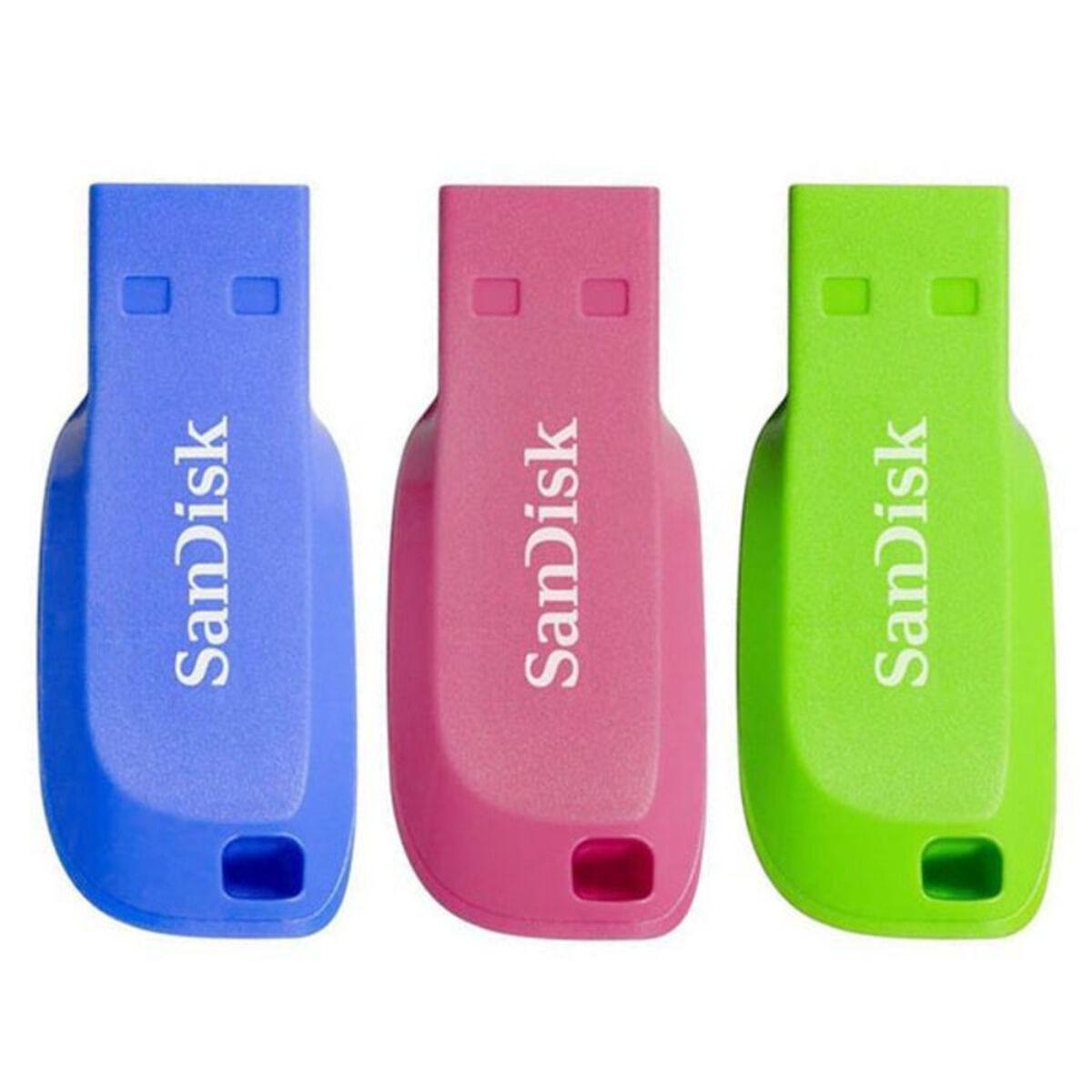 SanDisk Cruzer Blade 3x 32GB unit flash USB USB tipo A 2.0 Blu Verde Rosa (SanDisk Cruzer Blade - USB flash drive - 32 GB - US