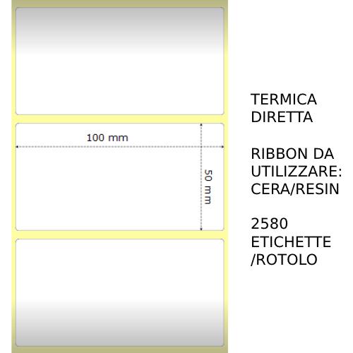 Trasferimento termico Etichette permanente per ZEBRA 100mm*50mm 2580pz utilizzo con Ribbon